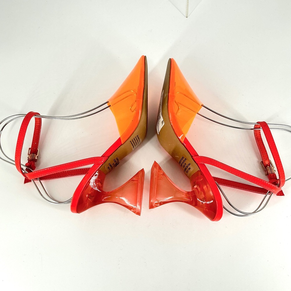 Fashion To Figure Plus Size 7W 7 Wide Neon Orange Clear Heel Pump NEW Jacki $105 - Picture 7 of 14